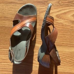 Merrell Slingback primrose Brown Leather Woven Sandals